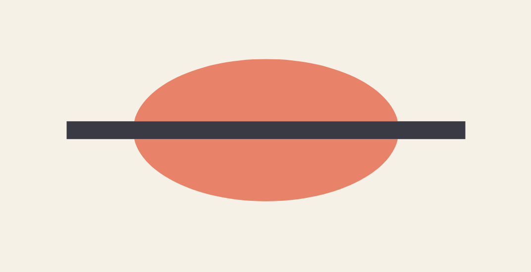 A coral shape crossed by a dark band