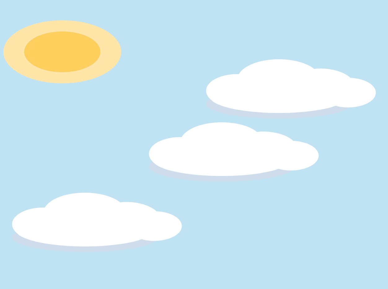 Several blue clouds, instances of the same symbol