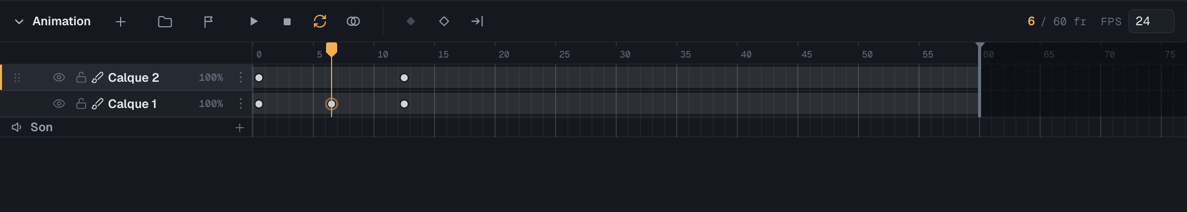 Vue d'ensemble du panneau timeline